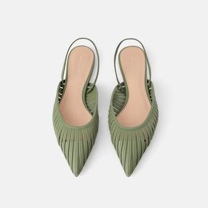 Zara flat green mule women size 36